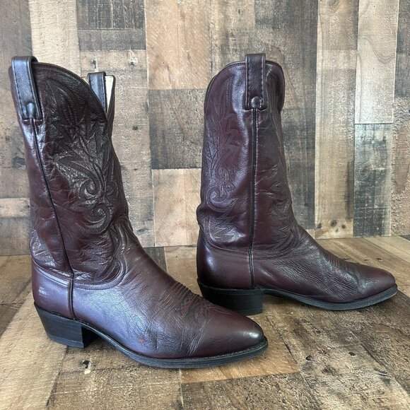 Dan Post 16773 Vintage Black Cherry Western Cowboy Boots Mens 12 D - Picture 12 of 12